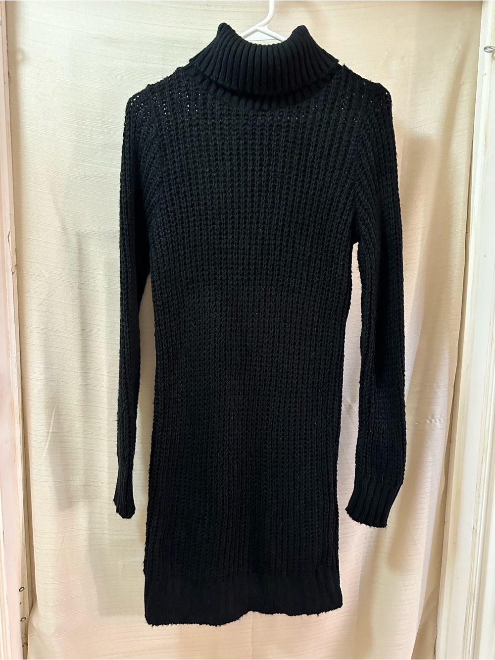 Nasty Gal Black Chunky Knit Turtleneck Sweater Dress Size Small NWT